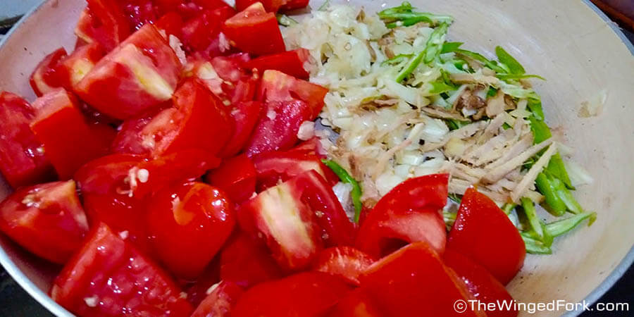 Tomatoes, ginger, garlic, chillies for the kusondi - AbbysPlate