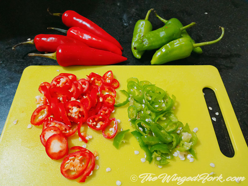 Chop the chillies into rounds - Pic by Abby from AbbysPlate