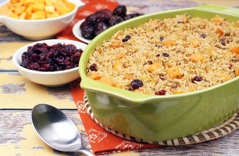 Jasmine rice Stuffing with cranberries and medjool dates.