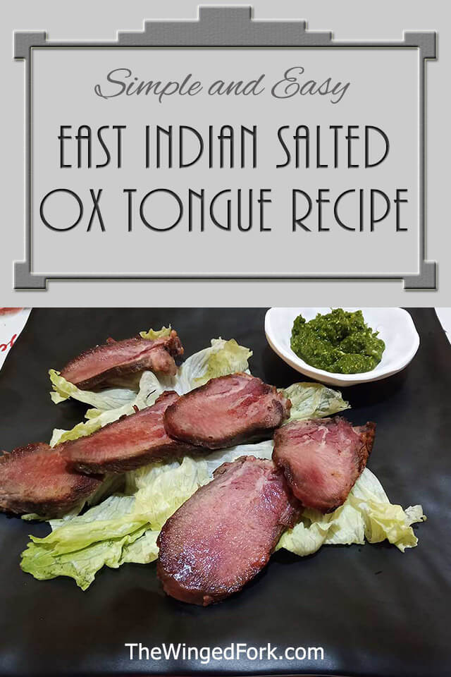 Pinterest image of East Indian Salted Ox Tongue Recipe.