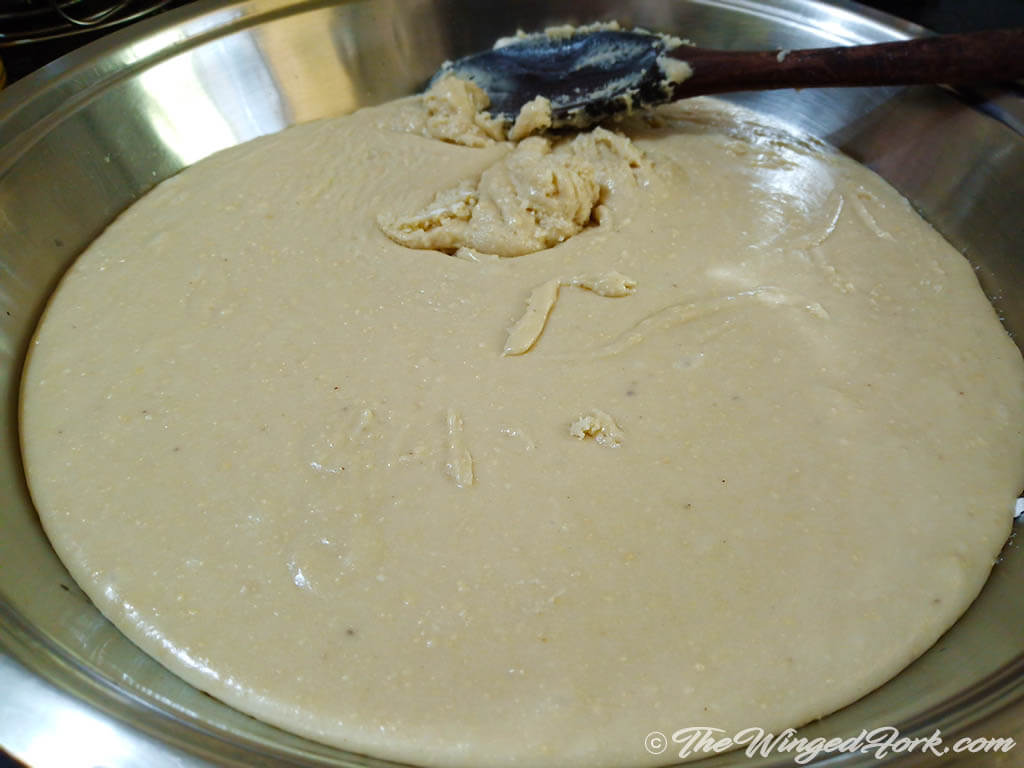 Pour the marzipan into a flat thali