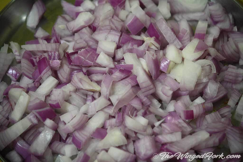 Chop the onions fine - Pic by Abby from AbbysPlate