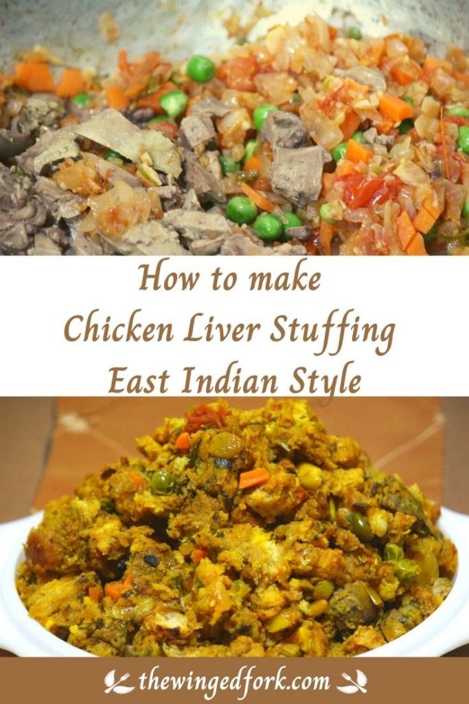 Pinterest image of How to make chicken liver stuffing.