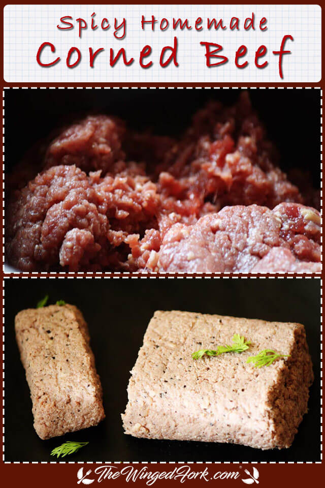 Image of Minced beef and ready spicy corned beef roll.