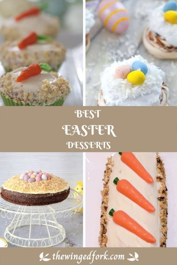 Pinterest image of Easter desserts, cakes and cupcakes.