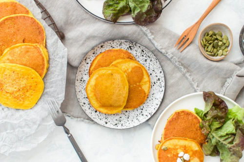 Savory Pumpkin Pancakes in a plate.
