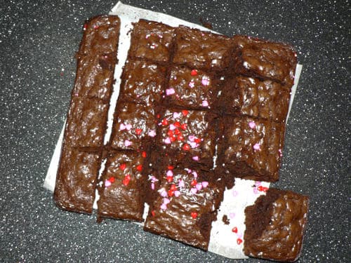 Chocolate brownies for Valentines day.