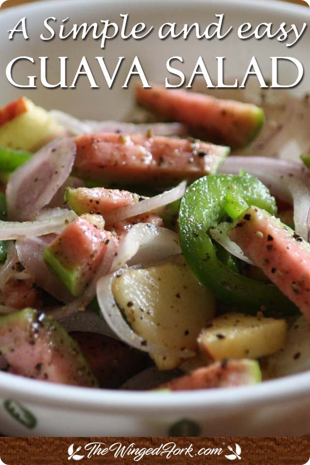 Pinterest image of Mixed Guava, Capsicum and Onion salad.