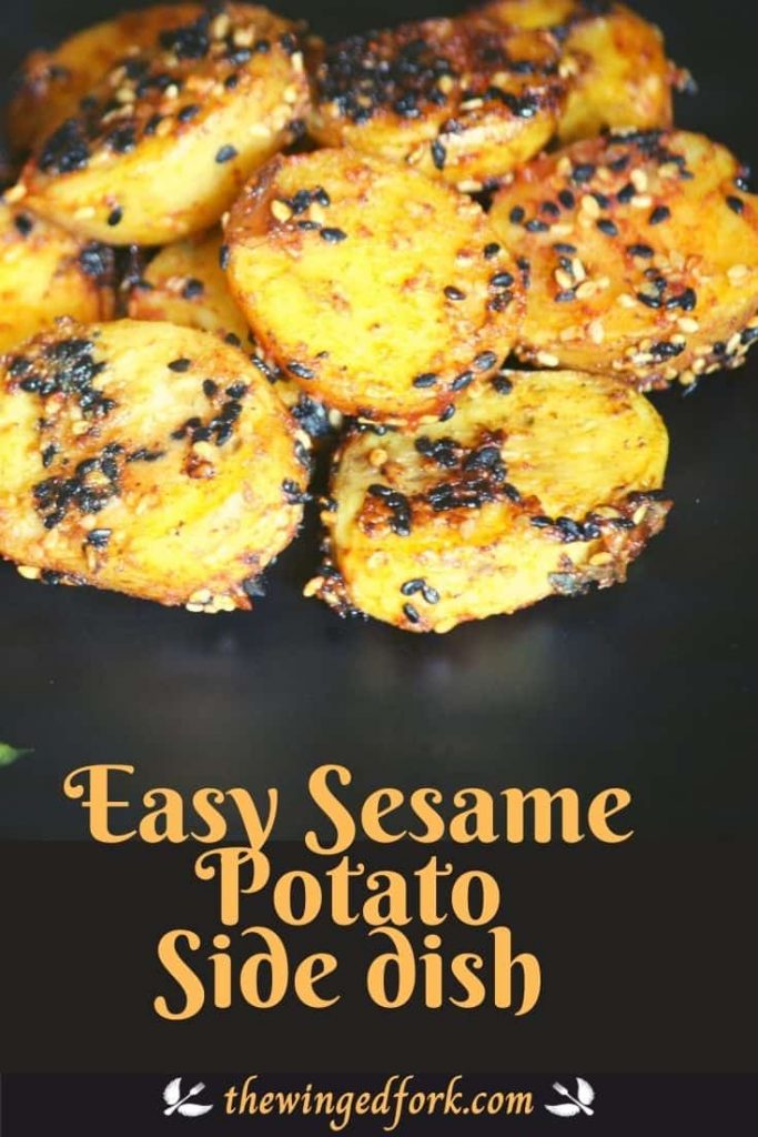 Pinterest image of easy Sesame Potato Side Dish.