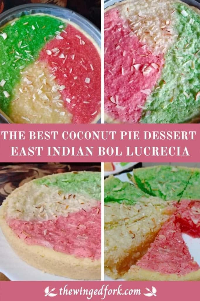 Pinterest image of East Indian Coconut Pie Dessert.