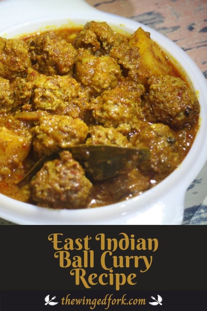 Pinterest image of East Indian Ball Curry Recipe.