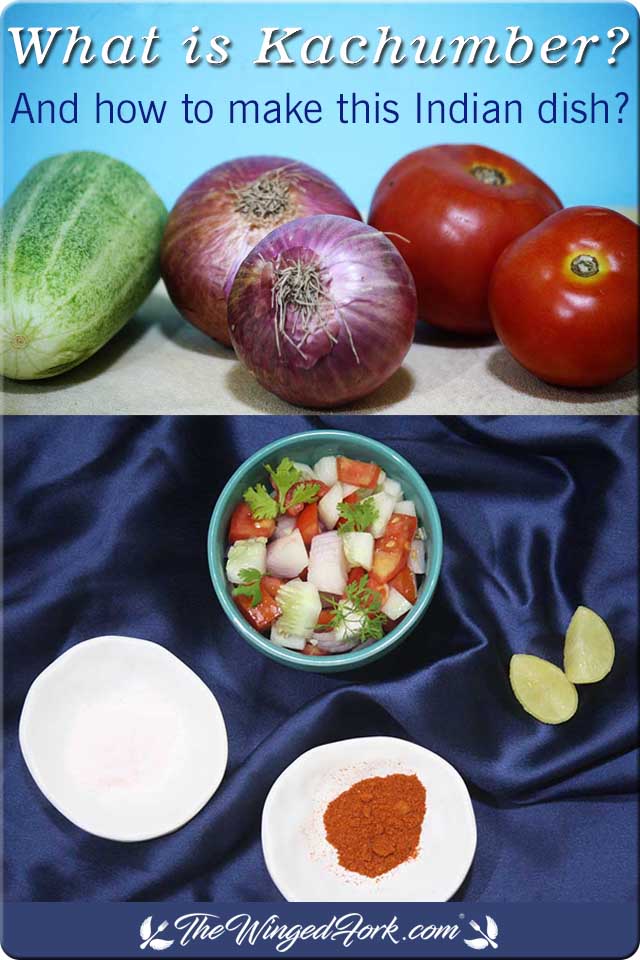 Pinterest image of Kachumber salad.