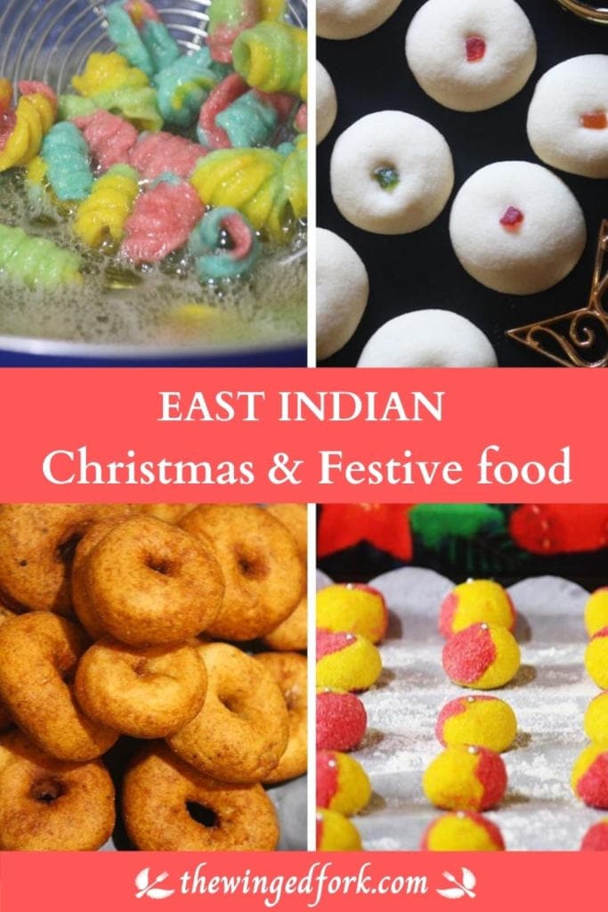 Pinterest image of 4 different East Indian Christmas and Festive food.