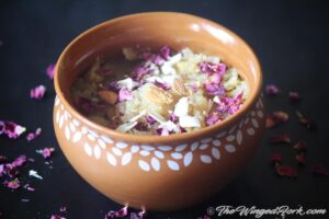 Sprinkle with almonds and rose petals Moong Dal Halwa is ready to serve.