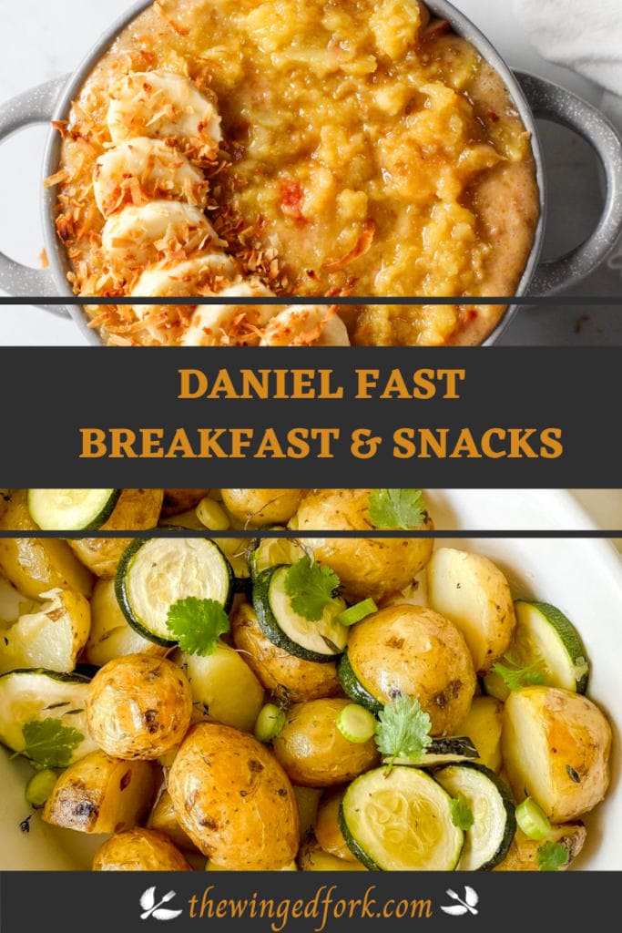Pinterest image of Daniel fast Breakfast and Snacks