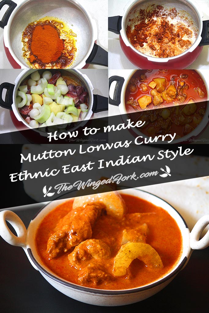 Pinterest image of How to make Mutton Lonvas Curry Ethnic East Indian Style.
