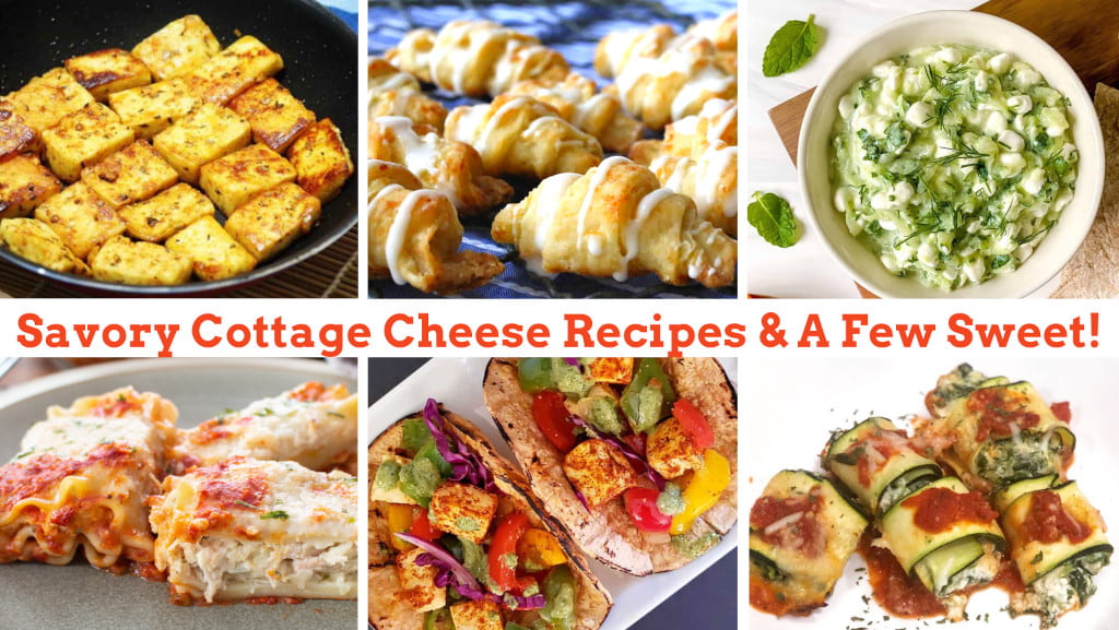 Collage of Savory Cottage Cheese Recipes images.