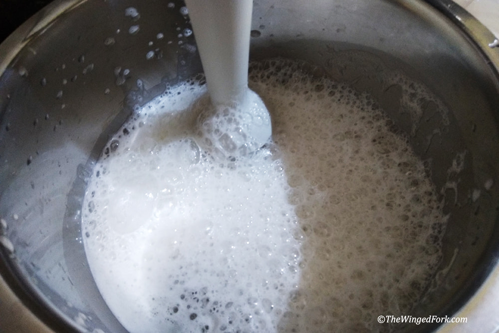 Beat the egg whites to a stiff froth.