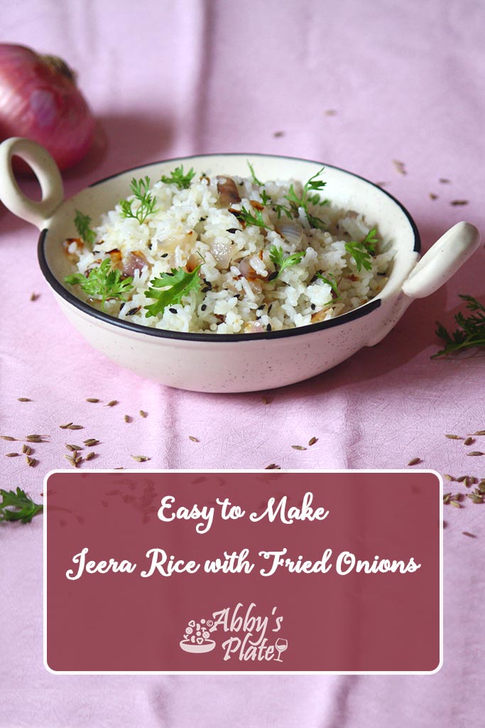 Jeera rice made with onions.