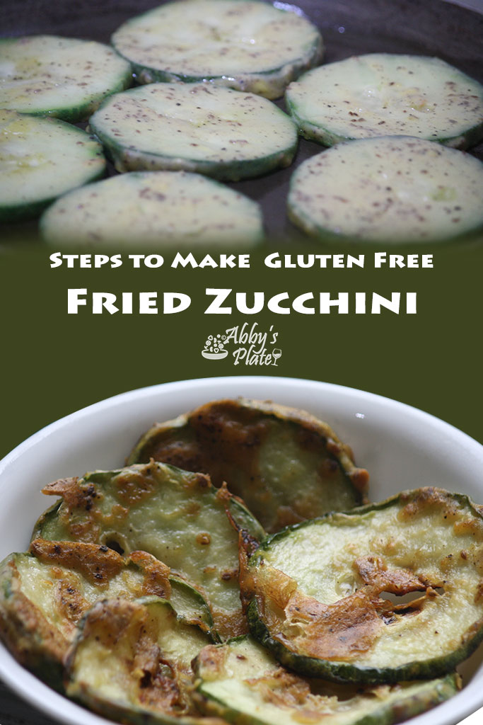 Pinterest image of steps to make gluten free fried zucchini.