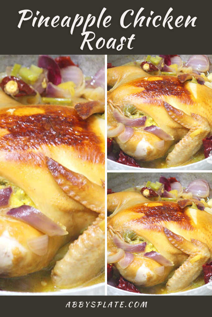 Pinterest image of pineapple roast chicken.