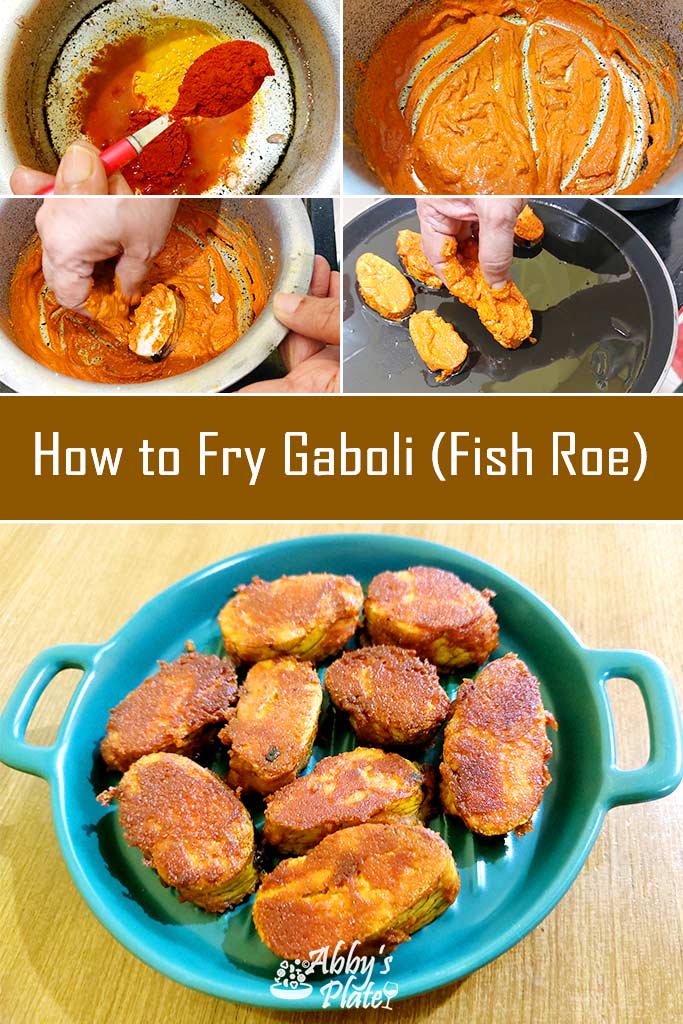 Pinterest image of how to fry pala or hilsa fish roe.
