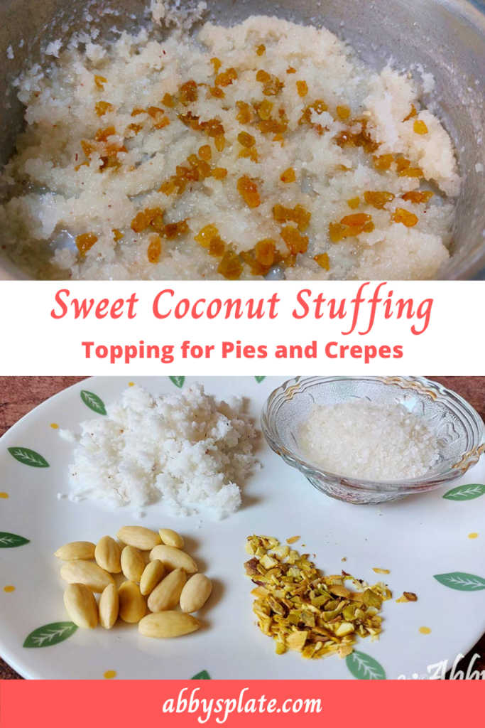 Sweet coconut stuffing ingredients.